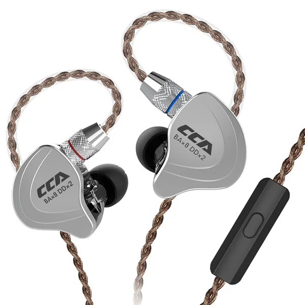 CCA C10 4BA + 1DD гибридные наушники вкладыши HiFi спортивные с микрофоном съемный кабель
