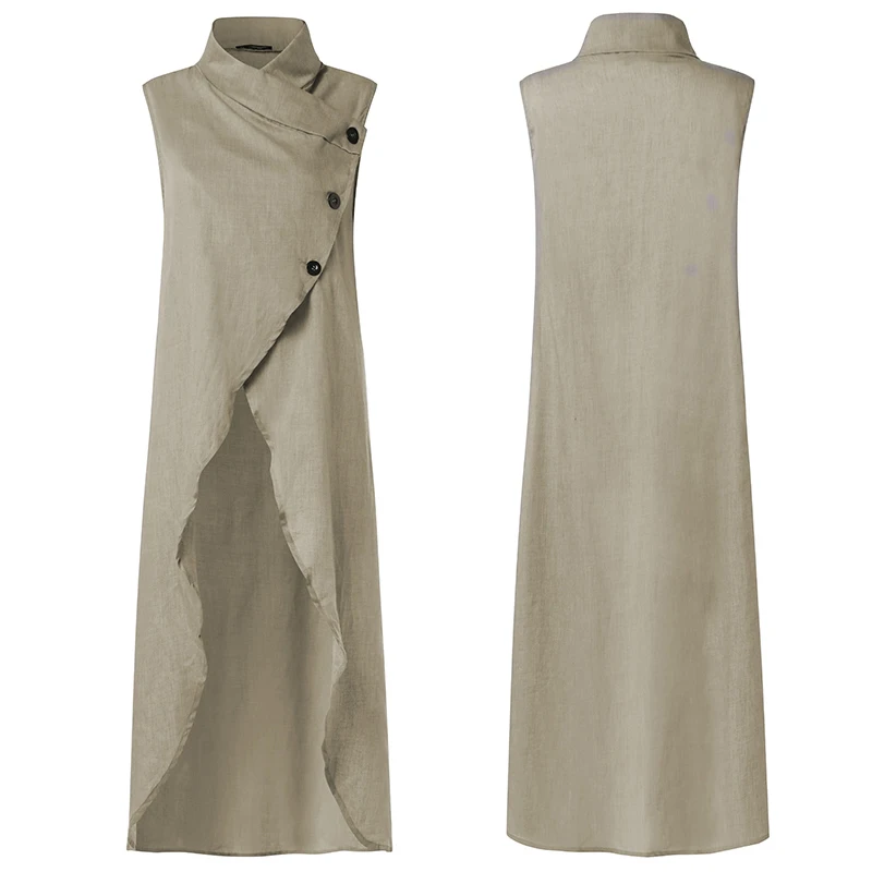 Летняя Женская Длинная блузка размера плюс 5XL на пуговицах без рукавов