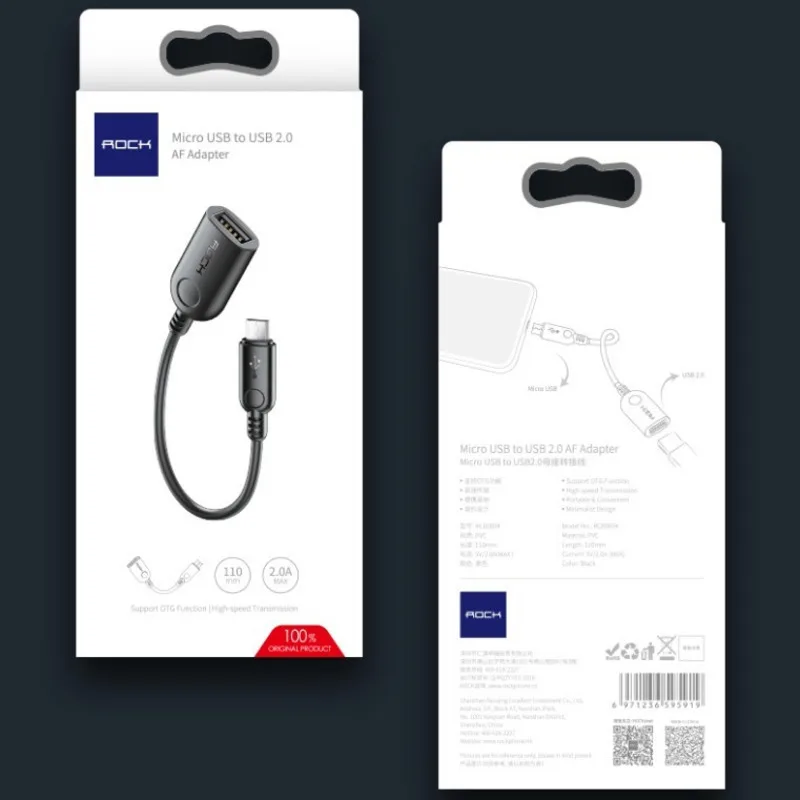 Рок Micro USB к Usb Otg адаптер для samsung Xiaomi huawei Micorusb 2 0 Женский конвертер мобильный