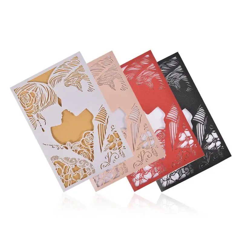 

10PCS Holiday Hollow Greeting Card Invitation Letter Cover Flower Hollow-out Wedding Invitation Cards Envelopes Kit