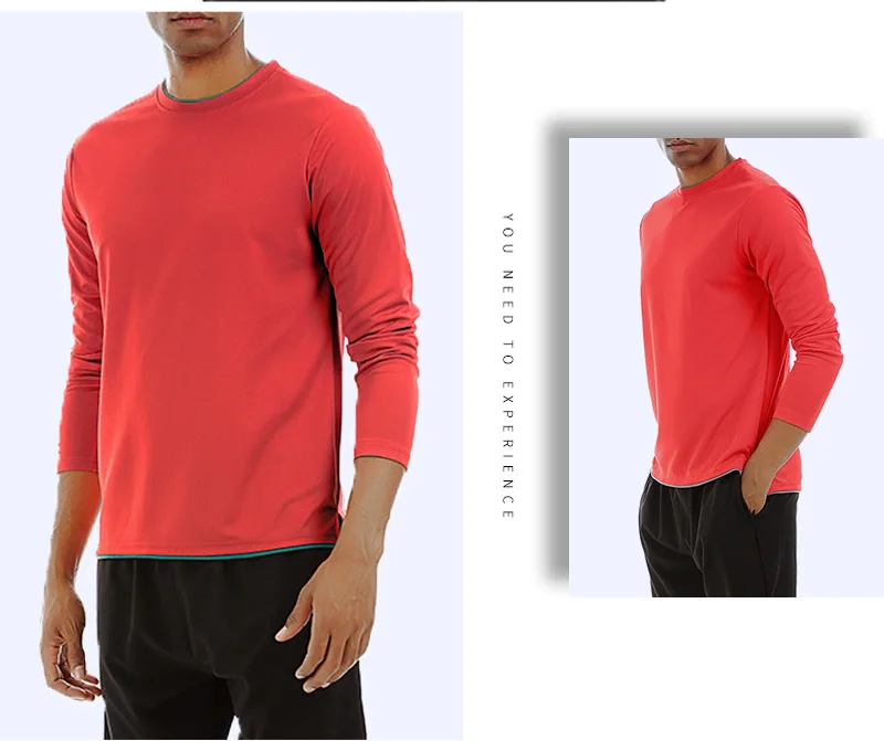 Men sports training running long sleeve tight sportswear Tracksuit solid color Oneck T-shirt outdoor Bodybuilding Shirt | Спорт и