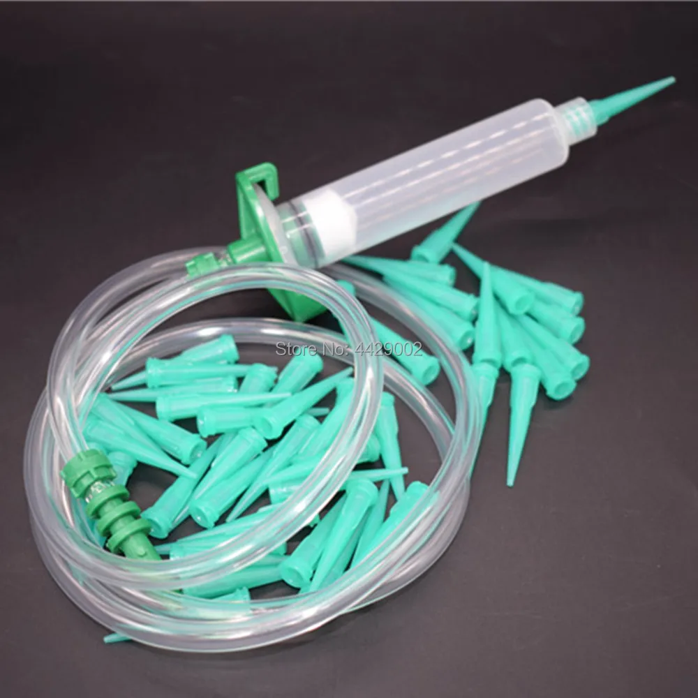 

10cc Dispensing Syringe Barrel & 10cc Syringe Barrel Adapter & 100pcs Sealant Epoxy Solder Pastes Dispensing Needle Tip