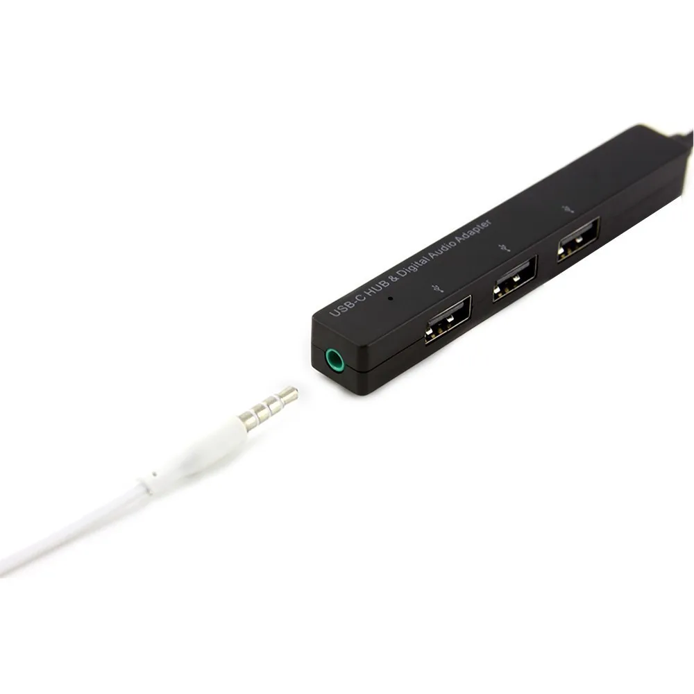 Type C концентратор 3 порта USB 2 0 5 мм наушники музыка цифровой аудио адаптер сплиттер