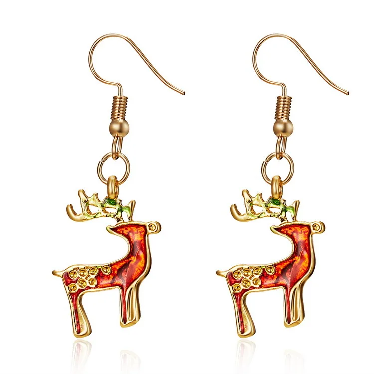 

GLHGJP Christmas Gift Drop Earrings Cartoon Christmas Deer Earrings Trendy Party Jewelry For Women Children Dangle Earrings
