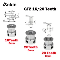 gt2 pulley 3d printer parts accessory gt2 20teeth 16teeth 16 20 teeth bore 5mm8mm timing alumium for gt2 6mm open timing belt