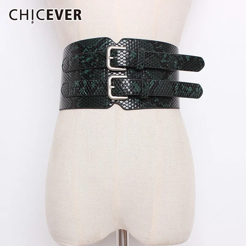 CHICEVER 2019 осень зима Широкий из искусственной кожи ремни для женщин двойная Пряжка