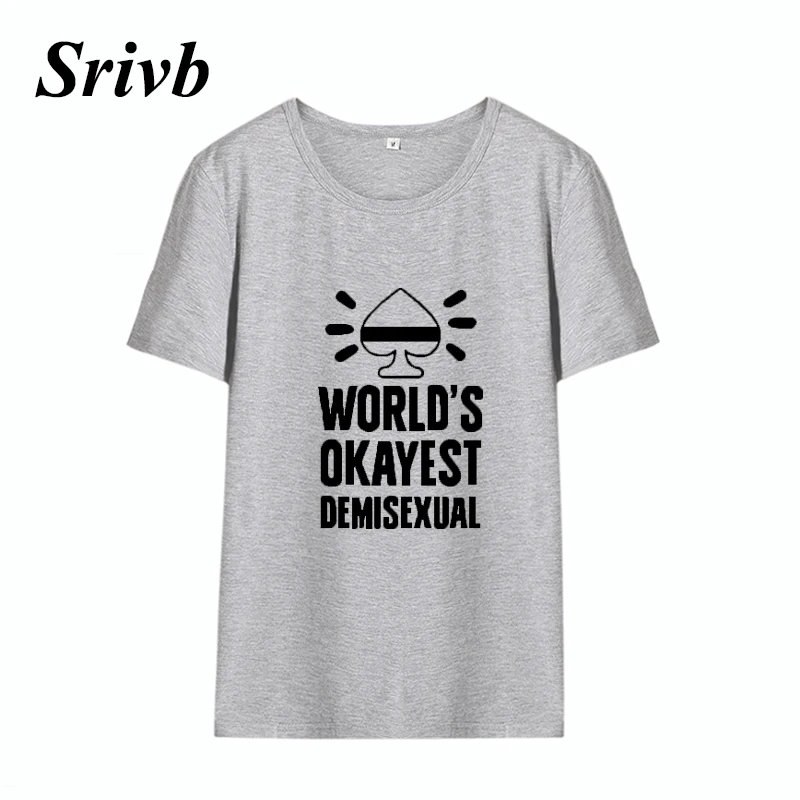 Женская футболка с коротким рукавом Srivb World's Okayest Demisexual Kawaii Tumblr модная из хлопка