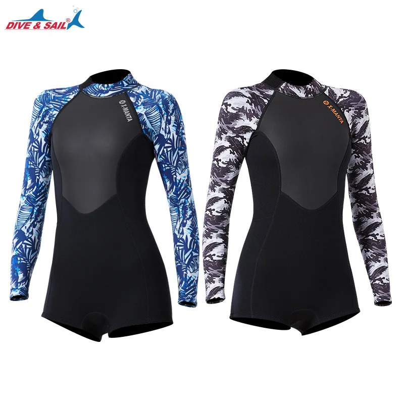 

1.5mm Neoprene Wetsuit Swimwear UPF50+ Long Sleeve Short Diving suit One-piece Snorkeling Surfing Sailing Clothing Full Suit new