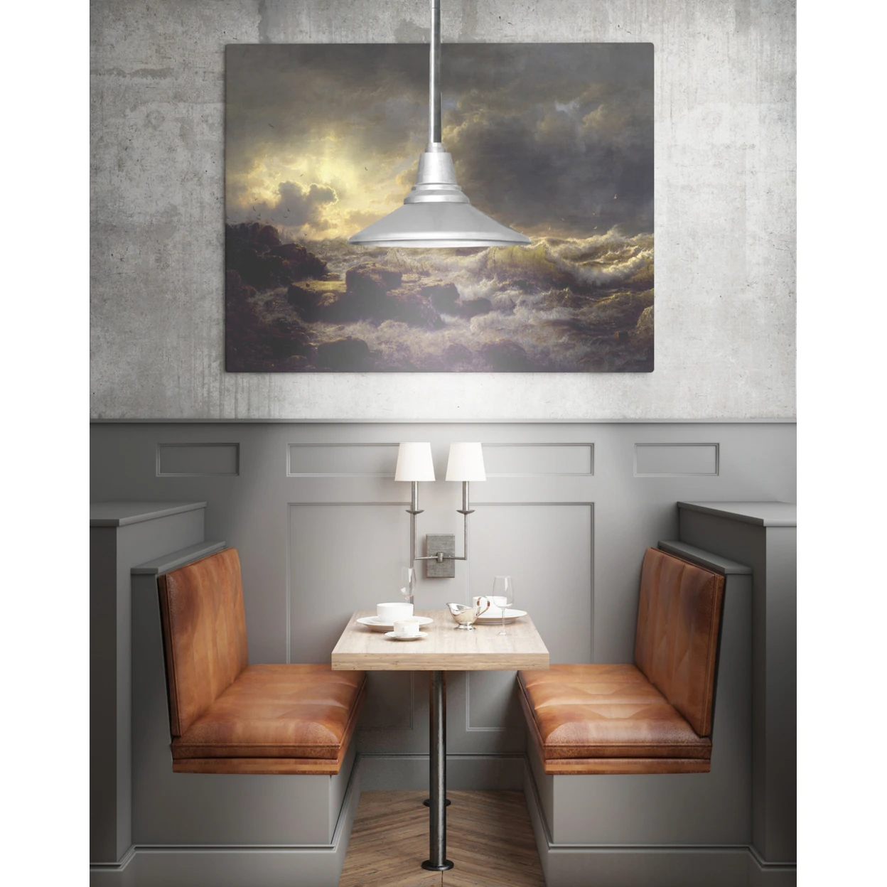14&quot Calla LED Pendant Light in Galvanized Silver with Downrod | Освещение