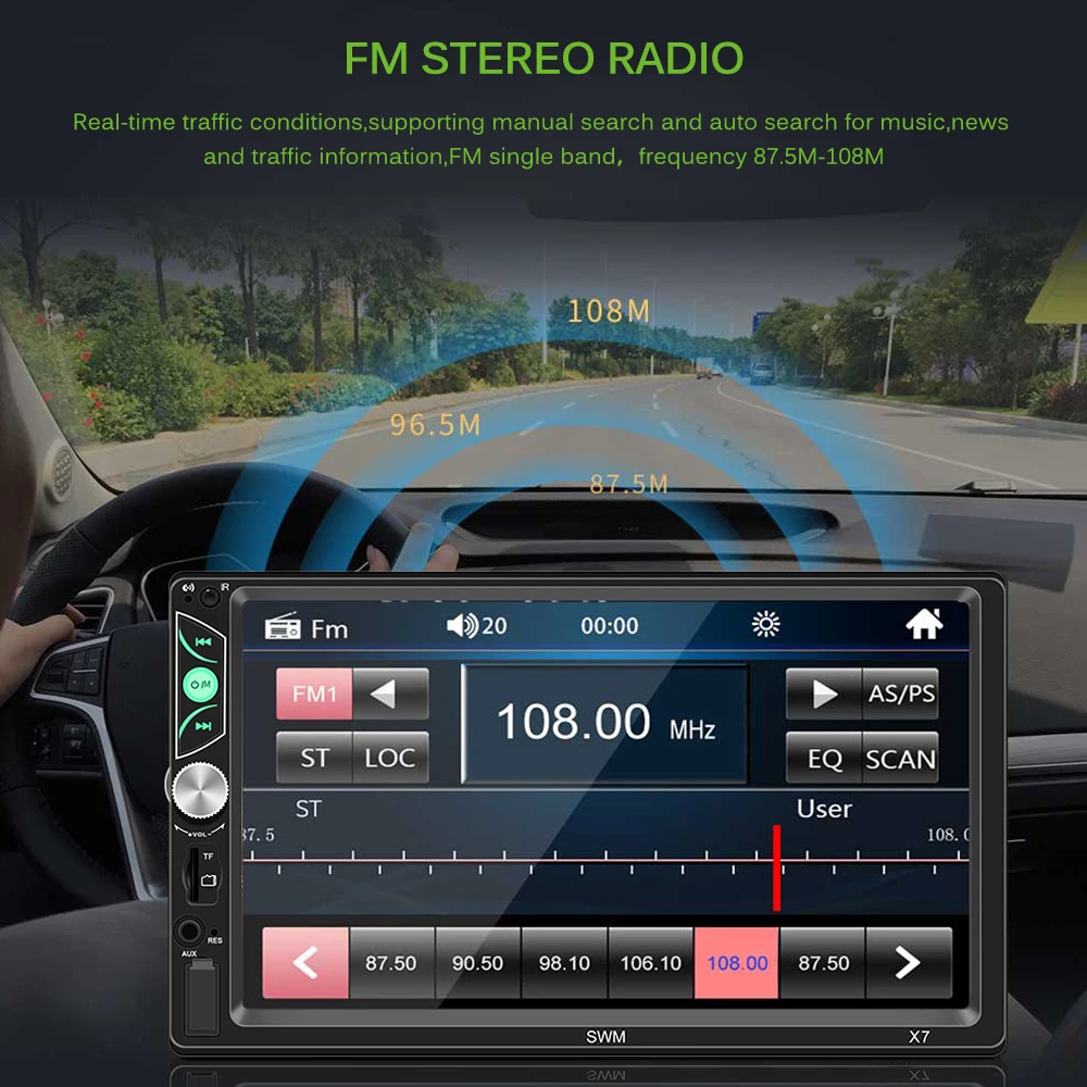 ALLOMN 2 Din In Dash 7 дюймов Автомобильный MP5 видео плеер Поддержка для Android 8 1 и