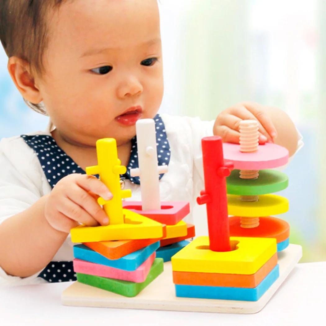 Деревянные четырехколонные блоки для сопряжения набор геометрических деталей