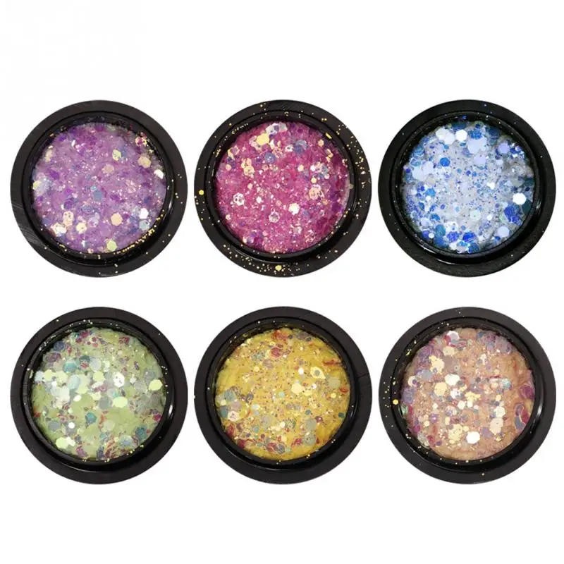 6 Colors 1 Box Nail Art Decoration Sexangle Glitter Irregular Sequins Manicure | Красота и здоровье