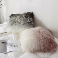 2019 fashion gradient colour soft plush faux fur decorative cushion cover throw pillows home sofa hotel home decoration
