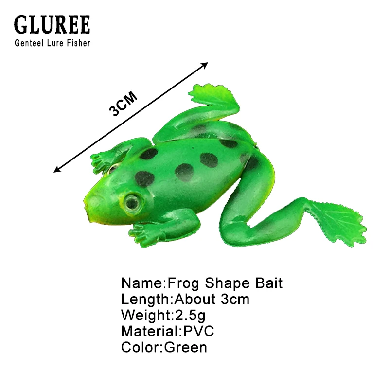 GLUREE 5Pcs/Lot Frog Shape Fishing Lure Artificial Soft Bait Silicone 3cm 2.5g Swimbait Green | Спорт и развлечения