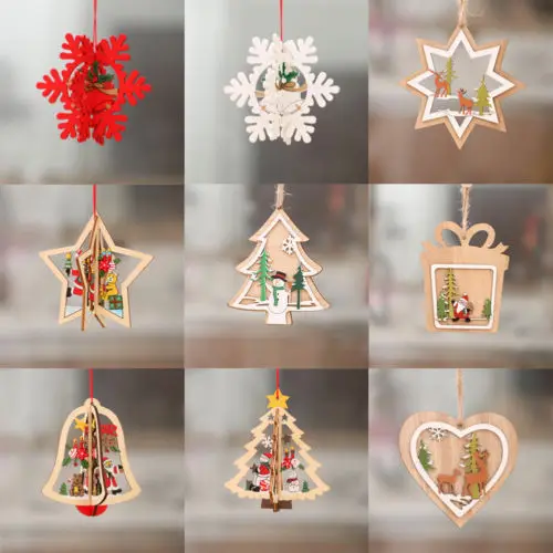 Горячая 3D деревянное Рождественское украшение Xmas Tree подвесные украшения на