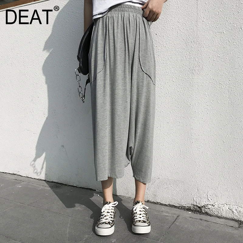 DEAT 2020 летняя модная женская одежда асимметричные свободные эластичные брюки