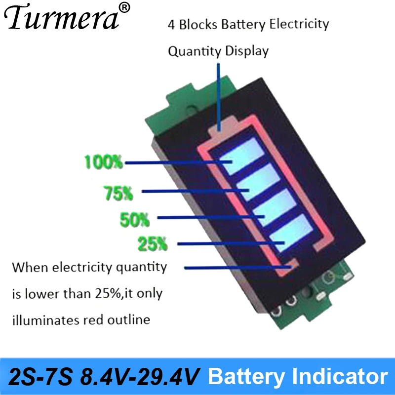 Фото Индикатор заряда батареи 2S 8,4 V 3S 12,6 V 4S 16,8 V 5S 21V 6S 25,2 V 2-7 модуль емкости литиевой батареи для шуруповерта №2