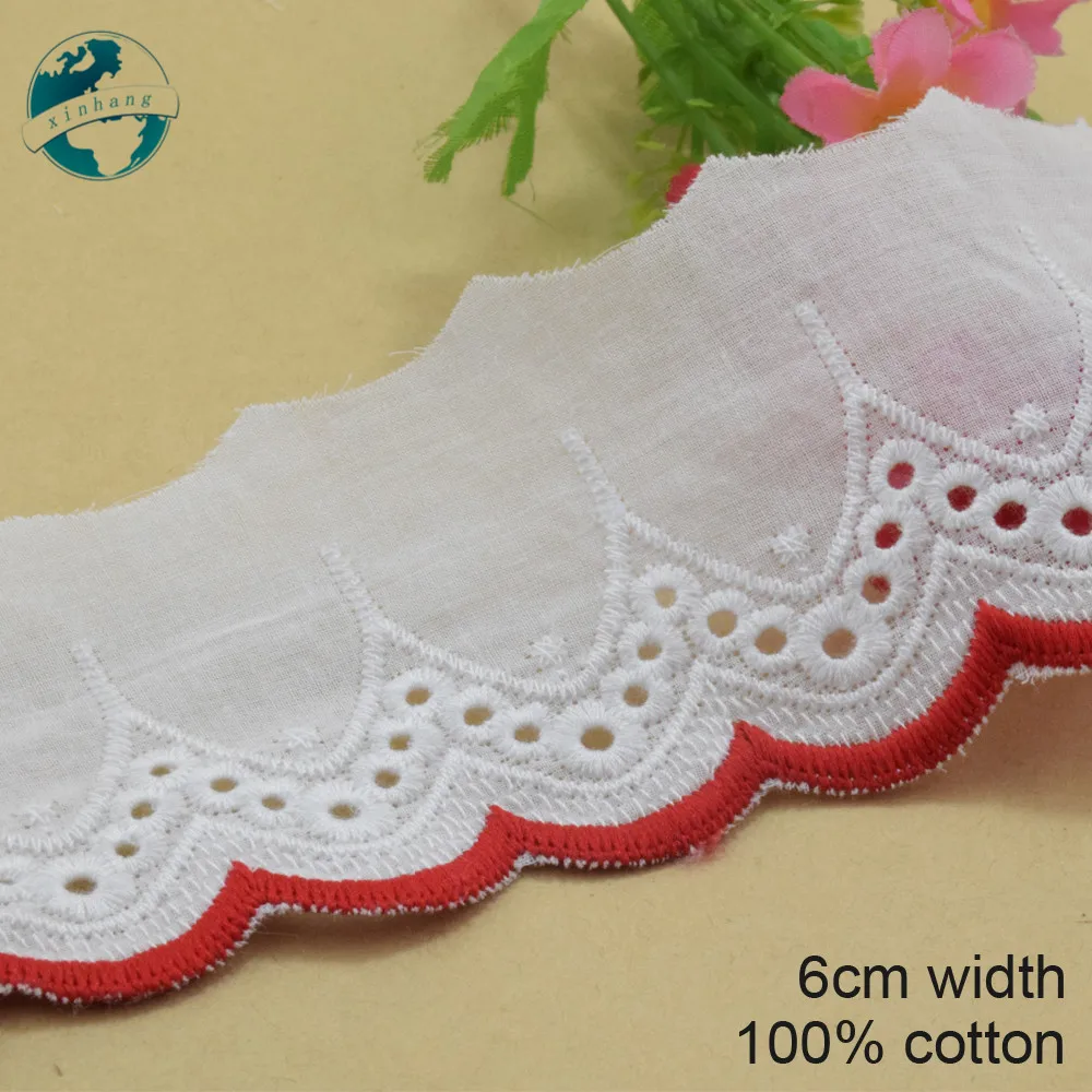 3yards 6cm width 100% Cotton embroid lace sewing ribbon guipure trim fabric warp DIY Garment Accessories african lace#3252 | Дом и сад