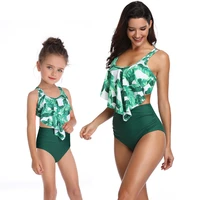 high waist bikini 2020 swimsuit mom and daughter swimsuit swimwear women children baby kids beach matching family bathing suits