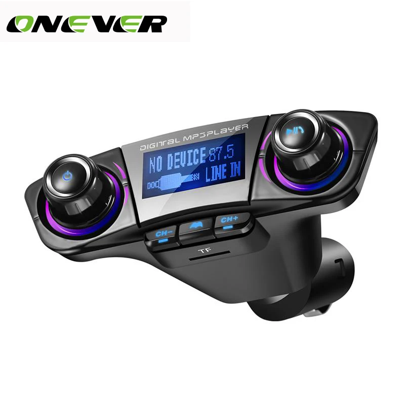 

Onever 1.3 Inch LED Screen FM Transmitter Bluetooth Handsfree Car Kit Car MP3 Audio With Smart USB Charger 5V 3A Dual