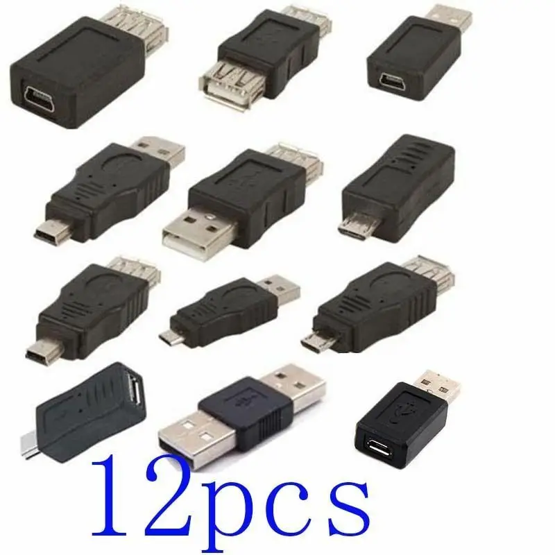 12PCS OTG 5 Pin F/M Micro Changer Adapter Converter USB Male to Female New | Электроника