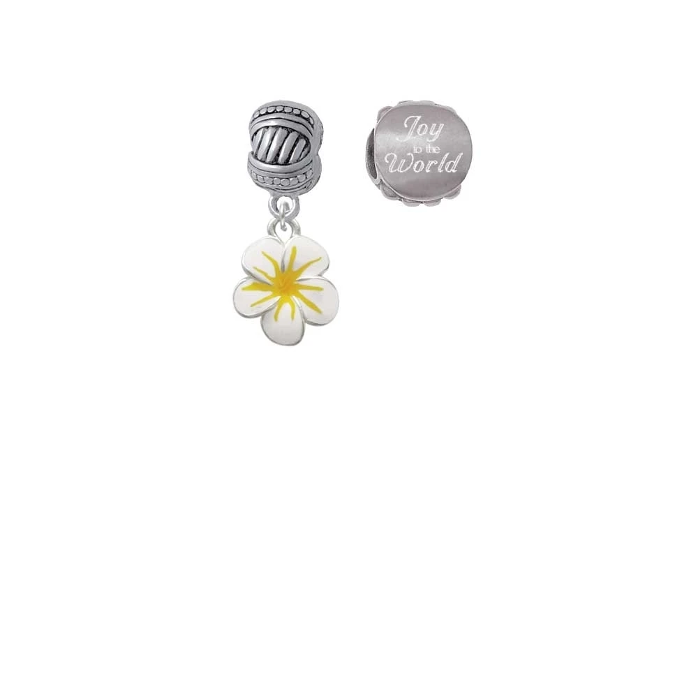 Серебряный белый и желтый цветок Joy to the World Charm Beads (набор из 2)| |