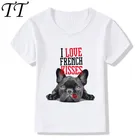 Детские летние футболки с коротким рукавом для мальчиков и девочек, с изображением французского бульдога и поцелуев, симпатичный подарок, HKP2123, 2019