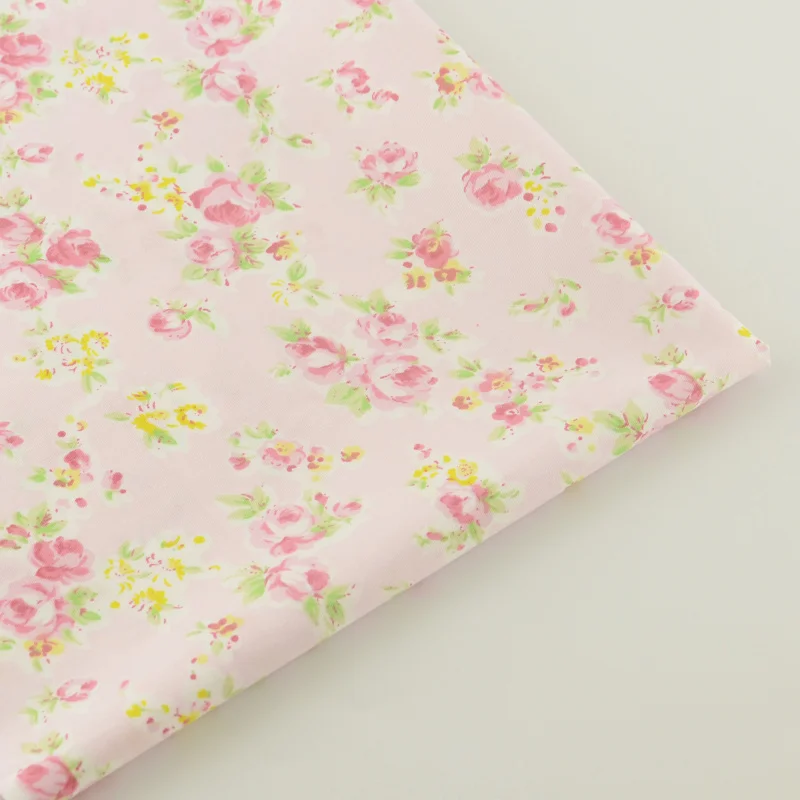 100% Cotton Fabric Light Pink Floral Designs Fabrics Doll Home Textile Decoration Bedding Clothing Tissue Quilting Patchwork CM|clothing