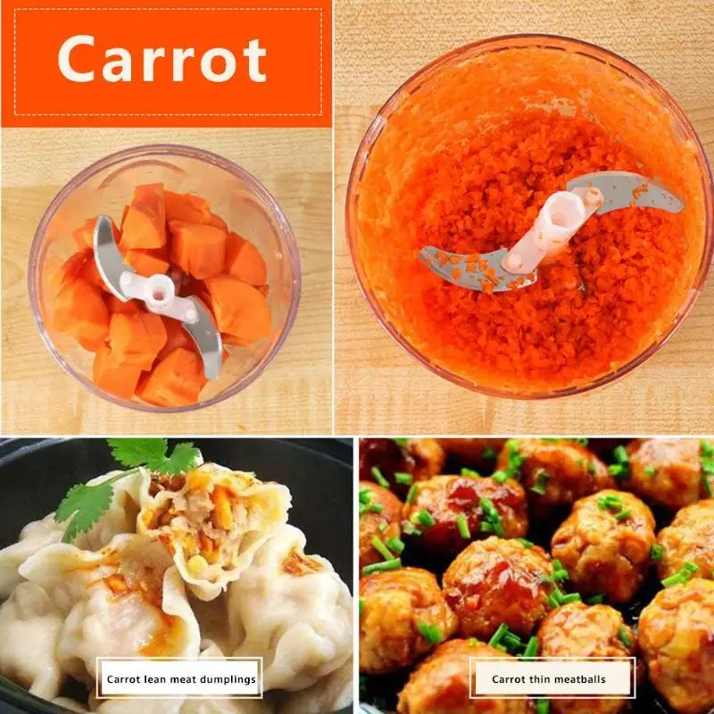 Alloet 900 мл ручная мясорубка Электрический измельчитель для продуктов