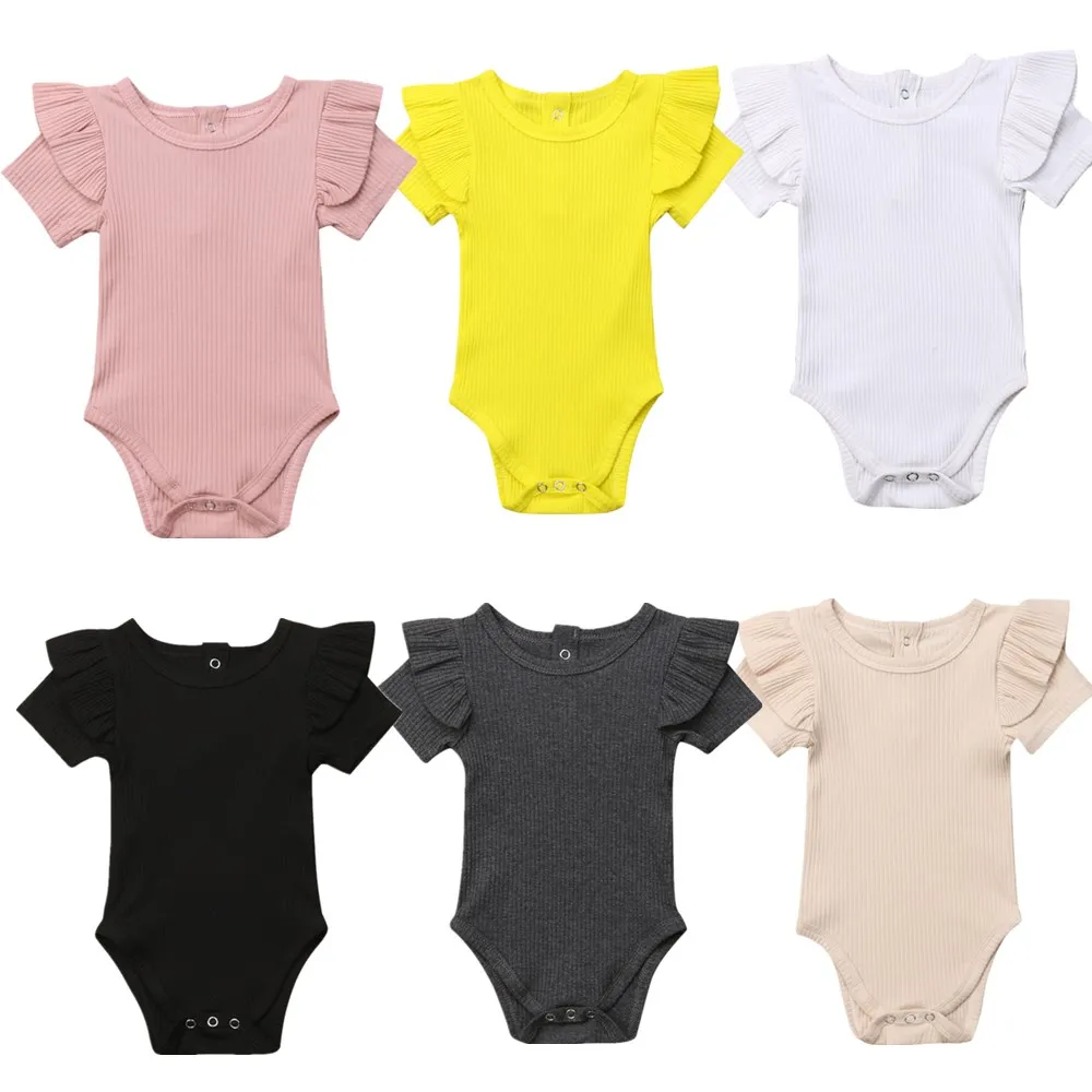 Модный комбинезон с оборками для новорожденных мальчиков и девочек летний