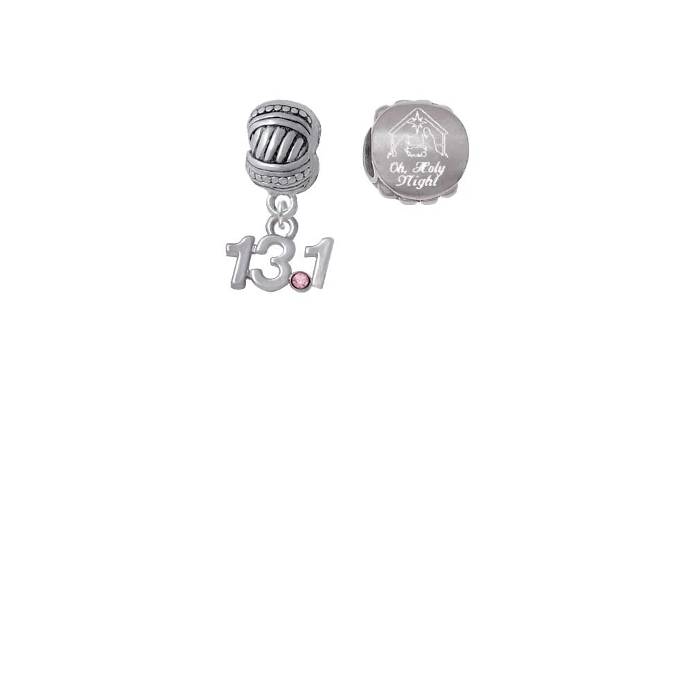 Silvertone Half Marathon-13 1 с розовым кристаллом Come Let us Adore Him Charm Beads (набор из 2) |