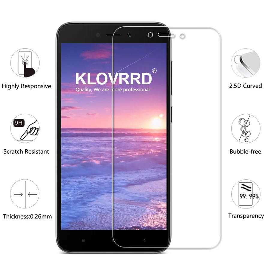 KLOVRRD 2.5D Tempered Glass For Xiaomi Redmi 5A 9H Clear Protective Film Anti Scratch Screen Protector Mi Redmi5A |