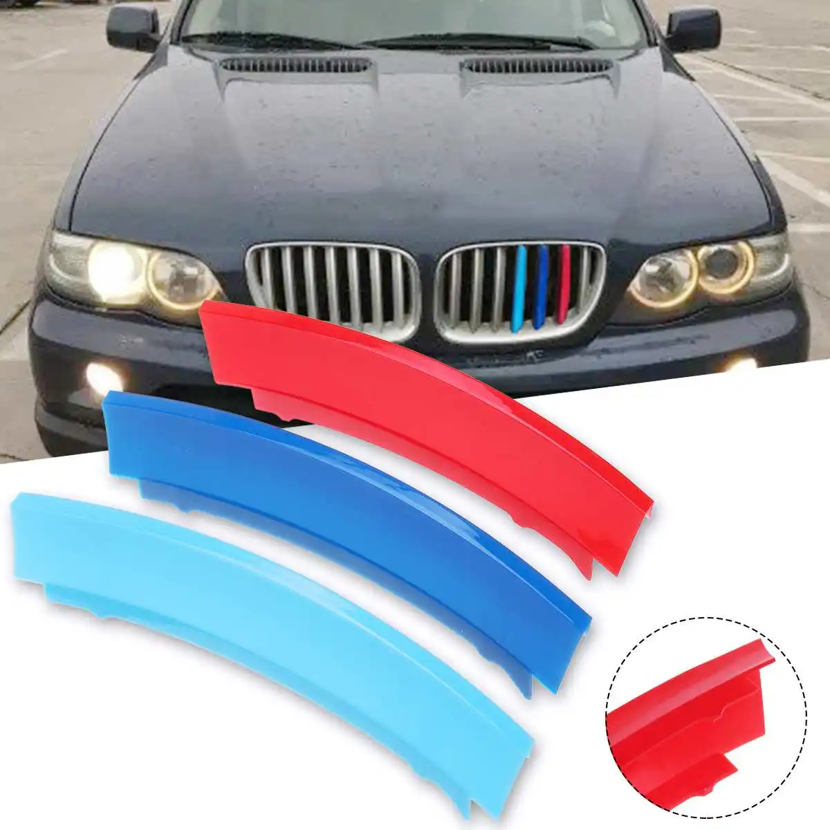 7 бар 3D наклейка автомобиля Передняя почечная решетка отделка Спорт Полоски Клип