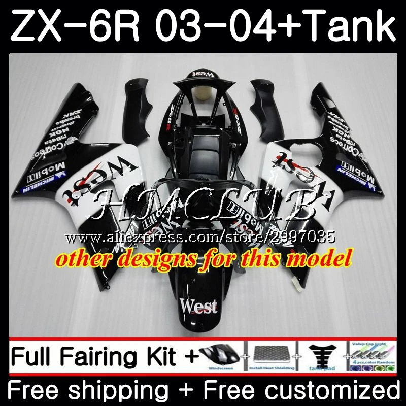 + Бак для KAWASAKI NINJA ZX600 ZX636 ZX 6R 2003 2004 56h3 636 6 R 600CC глянцевый черный ZX6R 03 04