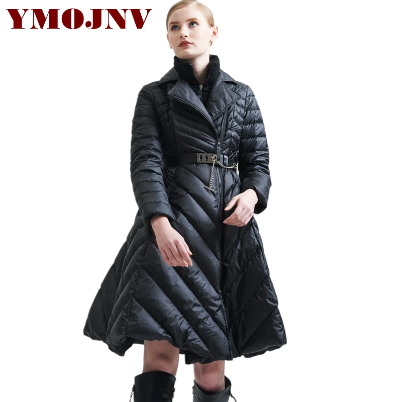 

YMOJNV Womens Down Jackets 2019 Brands Fake Two White Duck Down Warm Long Winter Down Jacket Women Coats parkas mujer invierno