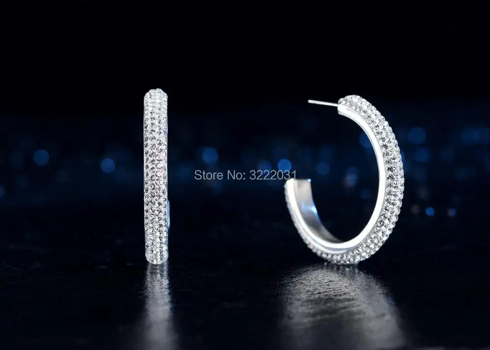 Stainless Steel Women Crystal Pave Setting Earring High Quality Girls Austria Jewelry 2019 Summer Princess Earrings New | Украшения и