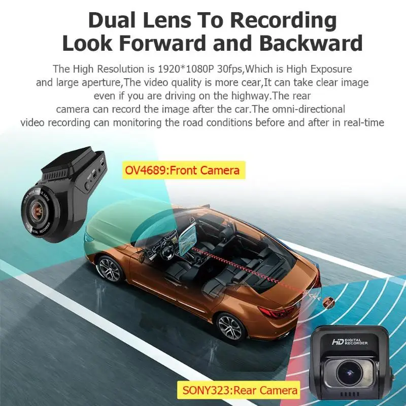 Автомобильный видеорегистратор VODOOL 4K 2160P Ultra HD GPS WiFi с задней камерой 1080P ночного