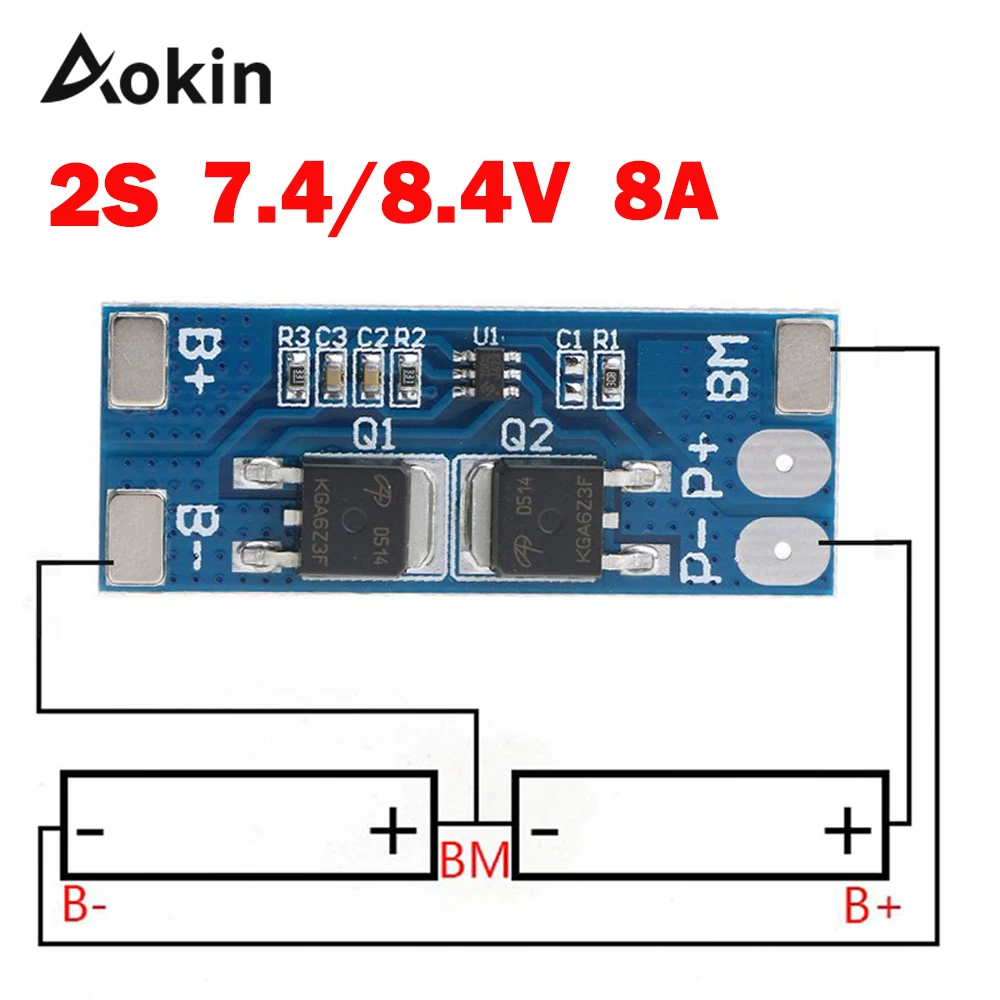 Защитная плата для литий ионных аккумуляторов 2S 8A 7 4 В 8 в 18650 BMS PCM 15 А|Интегральные
