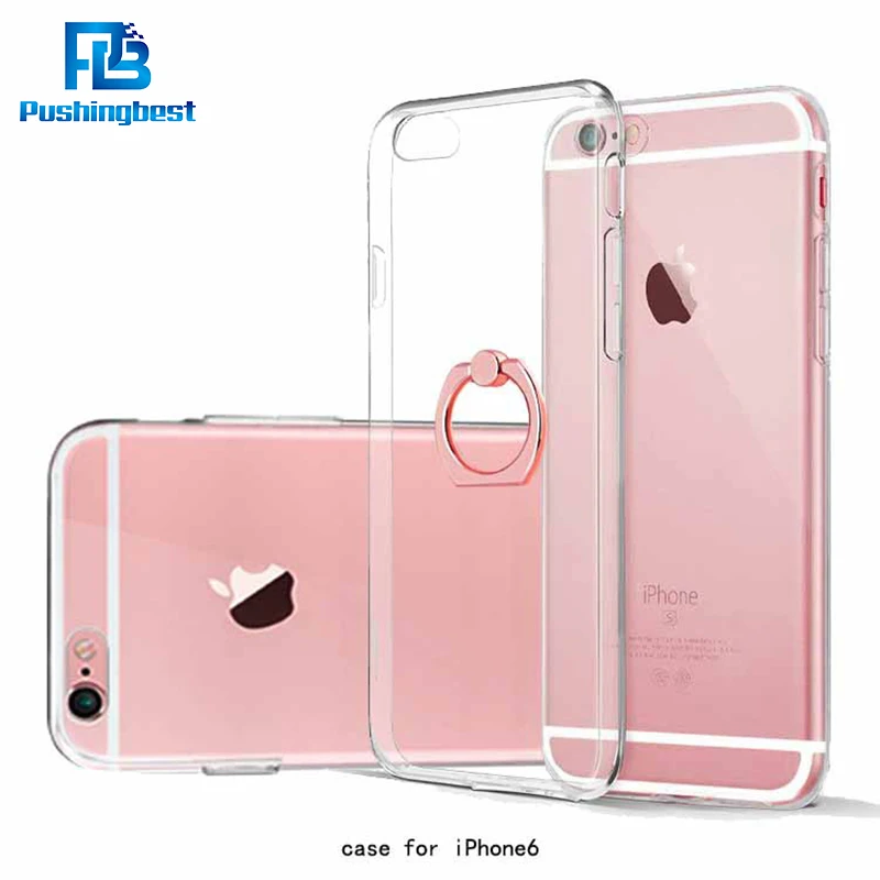 Pushingbest прозрачный ТПУ Мягкий корпус Drop proof палец кольцо чехол для телефона iPhone 6 6S