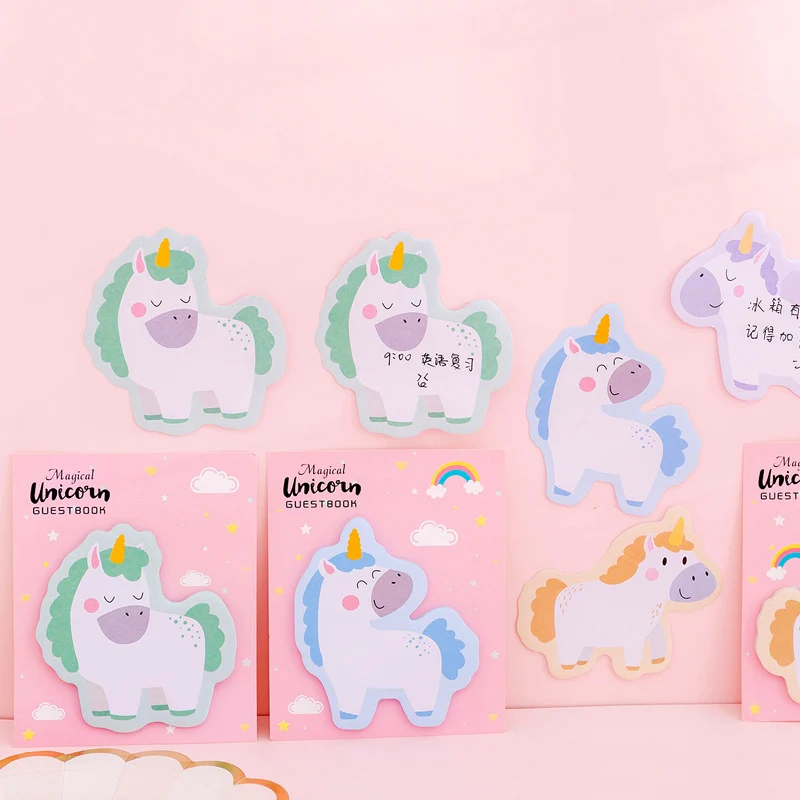 30 листов милые блокноты Kawaii Единорог для записей Липкие заметки колодки детей