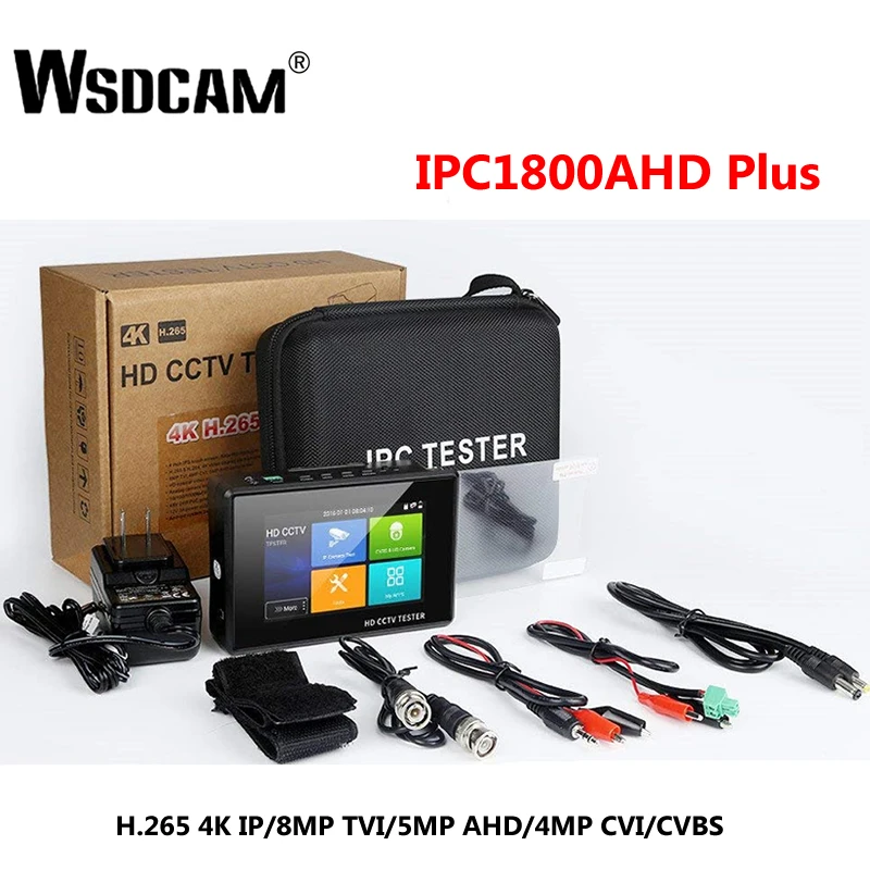 Wsdcam новейший 4 дюймовый наручный CCTV HD камера тестер H.265 4K IP 8MP TVI 4MP CVI 5MP AHD