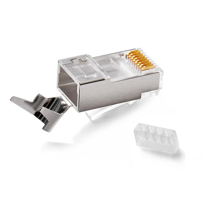 Choseal 10 шт. Cat7 RJ45 штекер Gigabit Ethernet экранированный позолоченный медный 8P8C сетевой