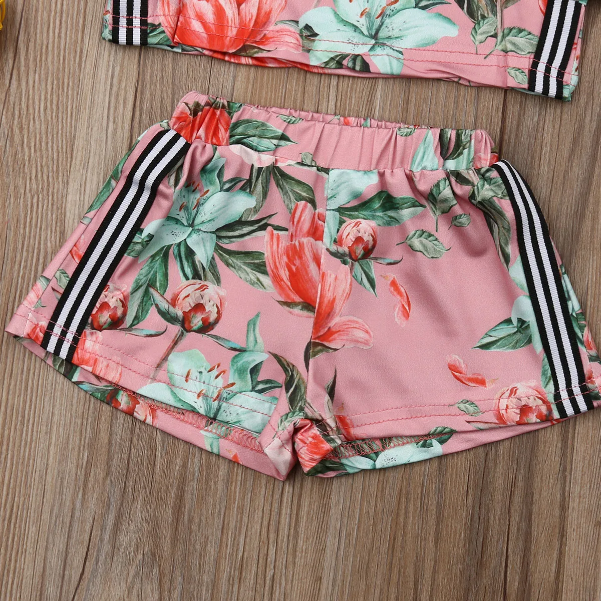 От 0 до 3 лет одежда с цветочным рисунком для маленьких девочек укороченные топы