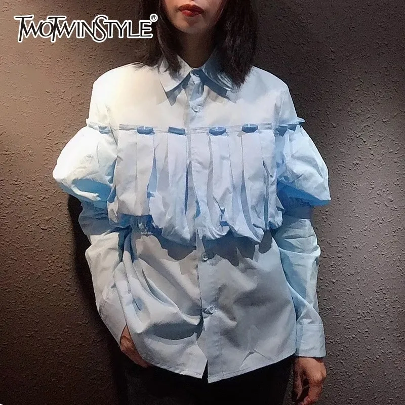 Женский топ и блузка TWOTWINSTYLE элегантные рубашки с бутонами длинными рукавами
