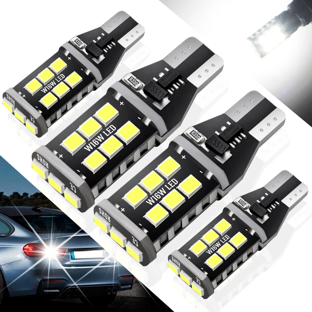 4 шт. T15 W16W светодиодный светильник 921 920 912 Canbus без ошибок запасной 2835 SMD 6000K белый