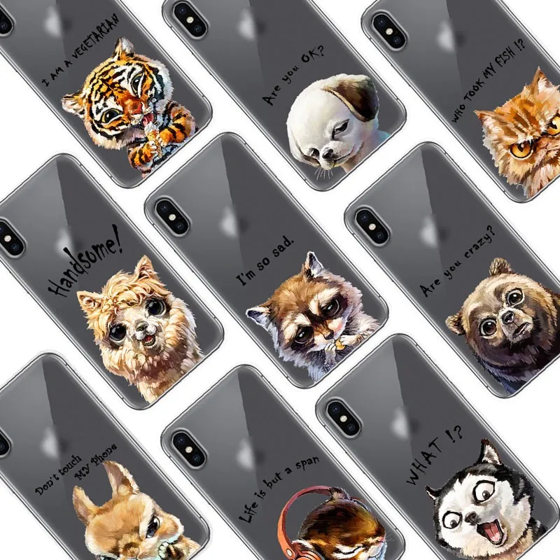 Cartoon Animals Series Soft Phone Case For Samsung S7/ S8/ S9/ S9 Plus/ J6 2018/ J7 2018 (J600G) Cute Painted TPU Cover | Мобильные