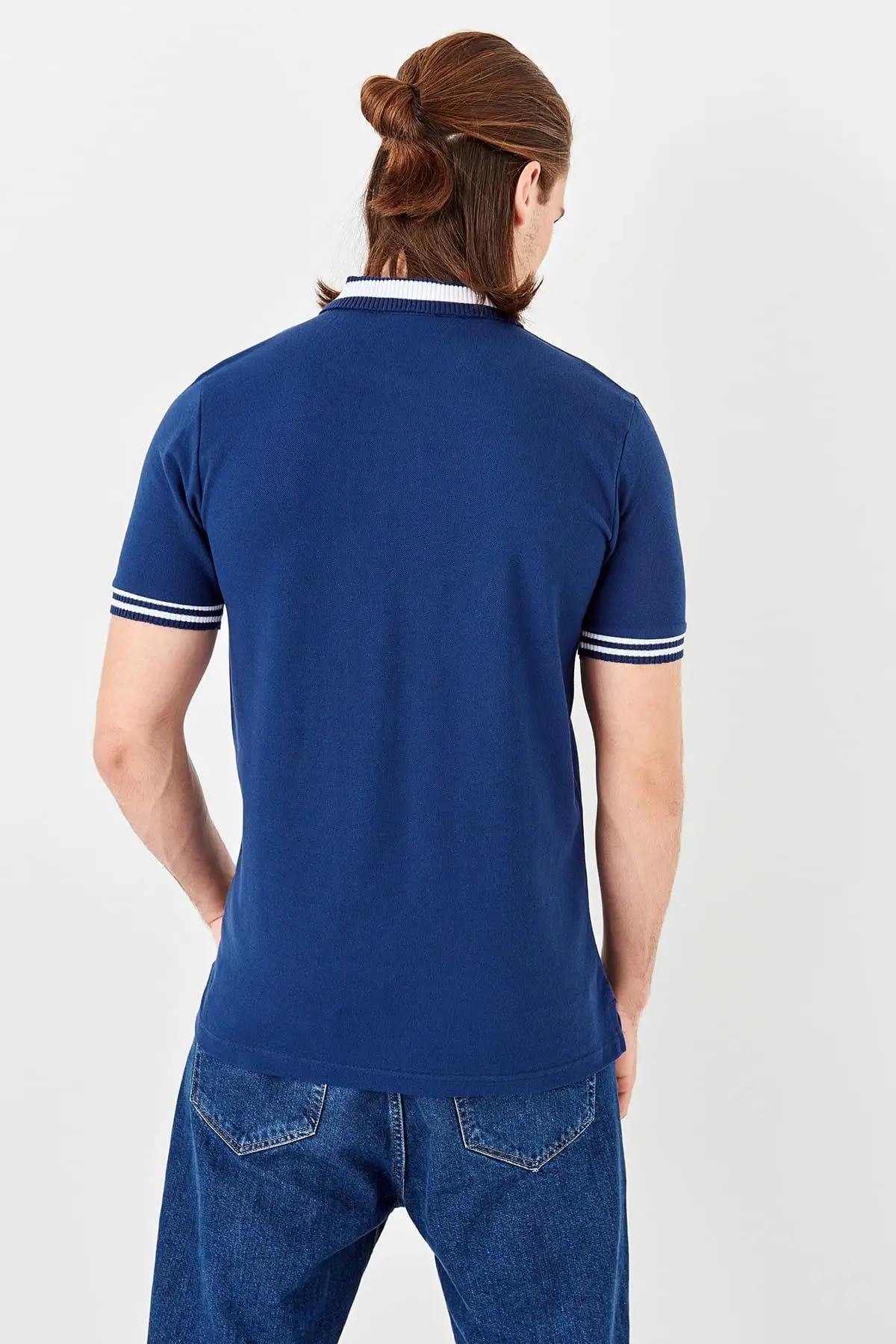 Trendyol Новый Saks мужской воротник Detaylı поло футболка TMNSS19QA0026 | Женская одежда