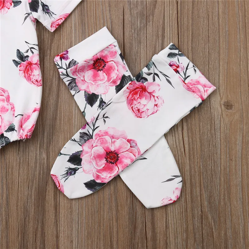 

Newborn Baby Infant Girl Floral Romper Jumpsuit Bodysuit 1 Pair Socks Outfits Clothes Set New