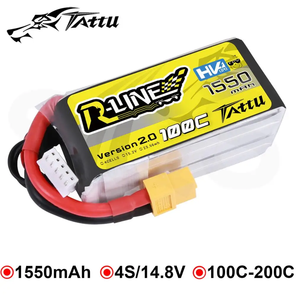 Tattu 1550 мАч 100C R line 2 0 Lipo 4S батареи 15 в HV Power XT60 Plug FPV Racing 250 Размер Дрон высокая