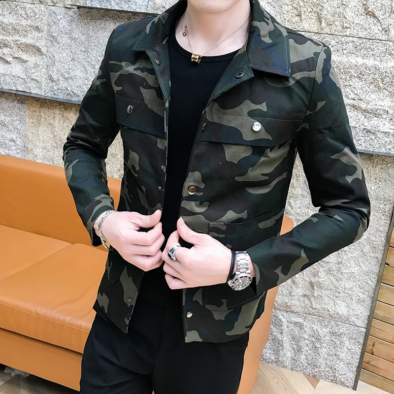 Новая весенняя Мужская камуфляжная куртка с отложным воротником индивидуальная
